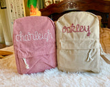 Name embroidered backpack