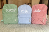 Name embroidered backpack