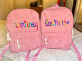 Name embroidered backpack