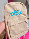 Name embroidered backpack