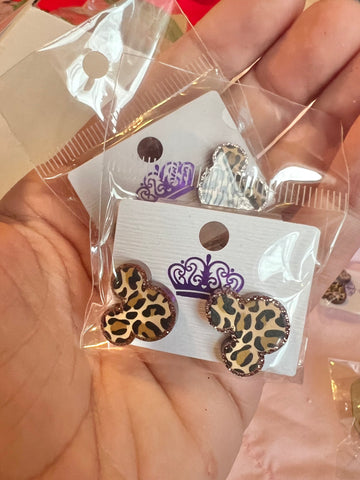 Wood Cheetah earrings