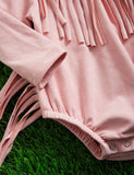 Pink faux suede onesie