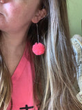 neon watermelon Pom Pom earrings